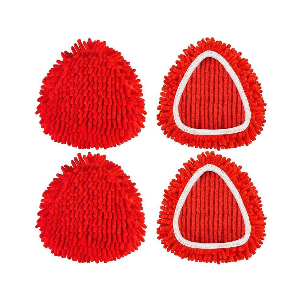 4-Pack Mopphuvud Ersättning Kompatibel med EasyWring Röd Mikrofiber Chenille Mopphuvud
