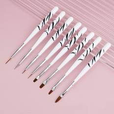 8Pcs Nail Art Brush full polygel nail kit Design Tip Painting Drawing Carving Dotting Liner Acrylic Gel Polish Manicure Tools vit