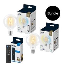 WiZ - 2xG95 Klar Globe E27 Filament & Fjernbetjening - Pakke - Klar til levering - Prismatch