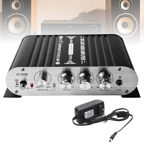Leikurvo HiFi-förstärkare, 2,1 CH stereoförstärkare, RMS 20 W x 2 + 40 W ST-838 Mini HiFi Förstärkare Subwoofer Klass Utgång, Bass och Diskant Stereo Regulator