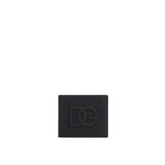 Dolce & Gabbana, Accessories , Herre, Sort, ONE SIZE, Læder, Embossed Logo Leather Wallet
