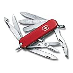 VICTORINOX Schweizer Taschenmesser Mini Champ, Klein, 18 Funktionen, Swiss Made, Multitool mit Brieföffner, Kapselheber, Drahtabisolierer, Rot