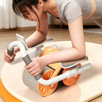 1 st automatisk studsande armbågsstöd för ab-rulle, dubbelhjul med halkfritt stabilt armbågsstöd och mobilhållare, träningsutrustning för hemmaträning - slumpmässig färg (1 st - (Standard) Maghjul,1 st - (Uppgraderad) Maghjul)