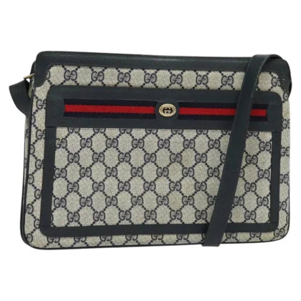 Gucci Vintage Pre-owned Laeder gucci-tasker - Vintage - Dame - Blå - ONE SIZE - Uld
