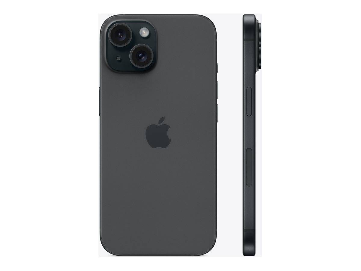 Apple iPhone 15 - 5G smartphone - dual-SIM / Internminne 128 GB - OLED-skärm - 6.1" - 2556 x 1179 pixlar - 2 bakre kameror 48 MP, 12 MP - front camera 12 MP - svart