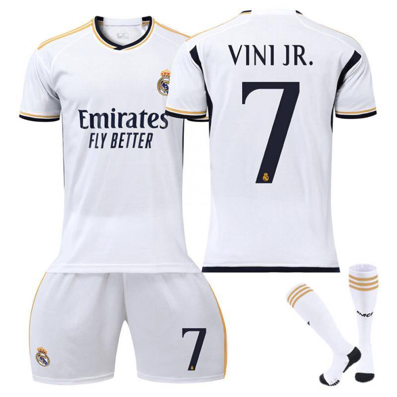 23/24 Nya Real Madrid Hemma Fotbollsträningskit (Nr 7 VINI JR.)