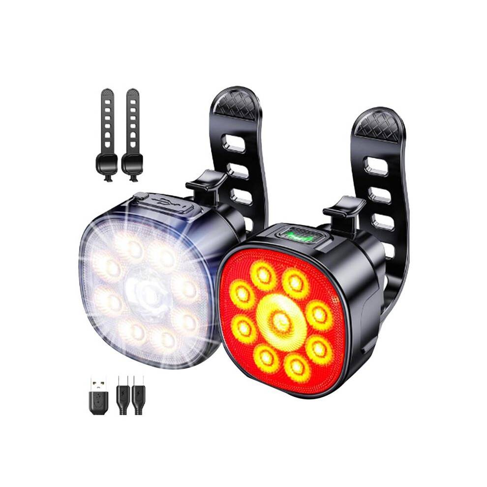 Bike Lights [4+6 Modes], USB Rechargeable Bike Lights Front & Back, IP65 Waterproof Bicycle Lights for Road Mountain