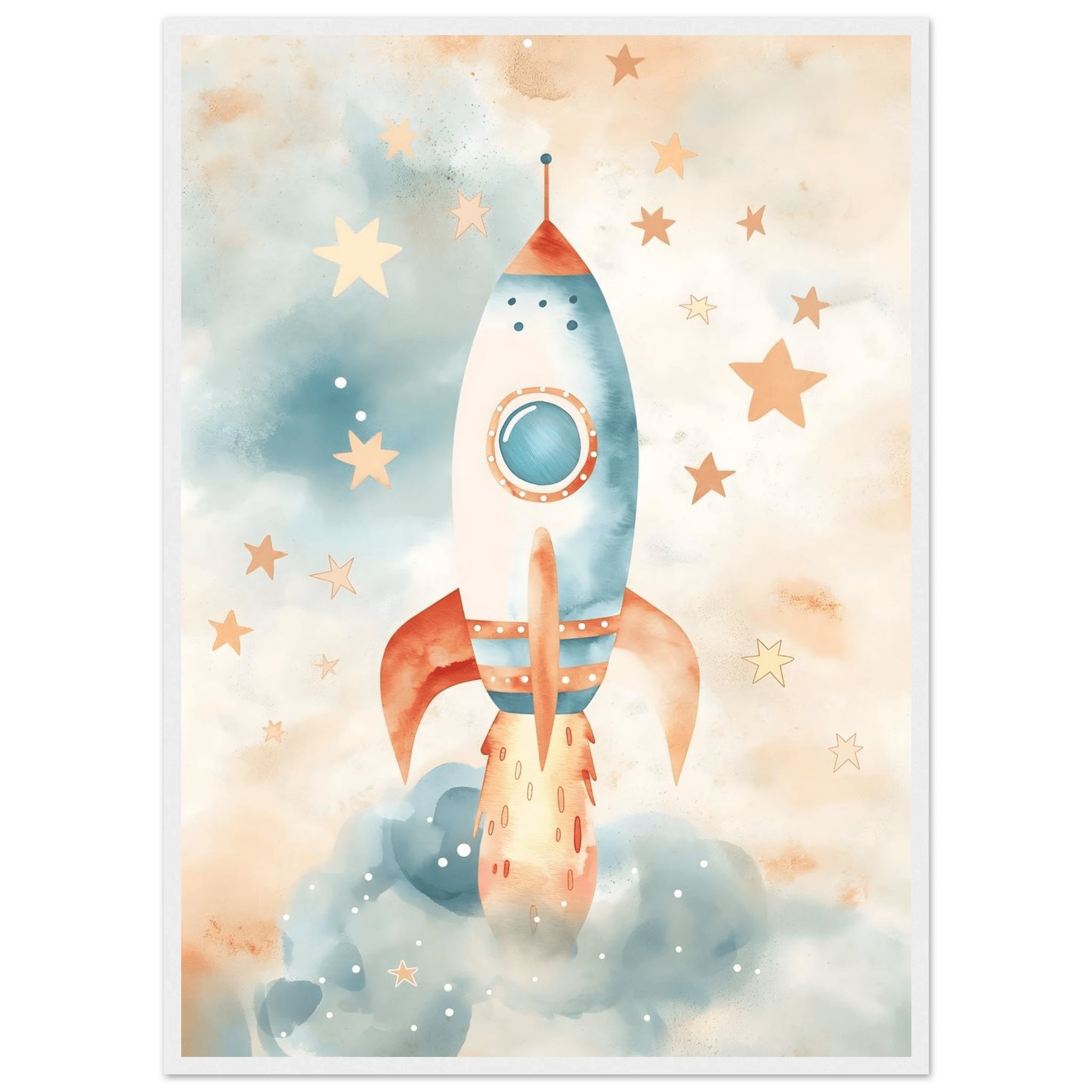 Raketposter-50x70 cm / 20x28″ / Med ram / Vit