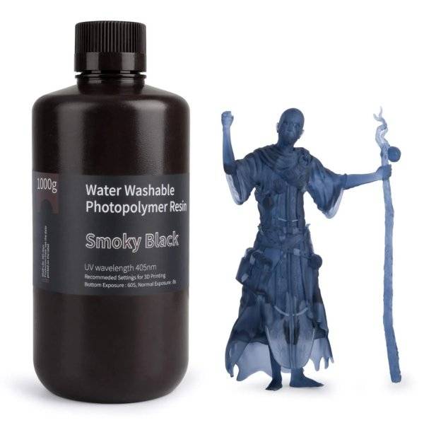 Elegoo Water-Washable Resin - 1 kg - Smoky Black.
