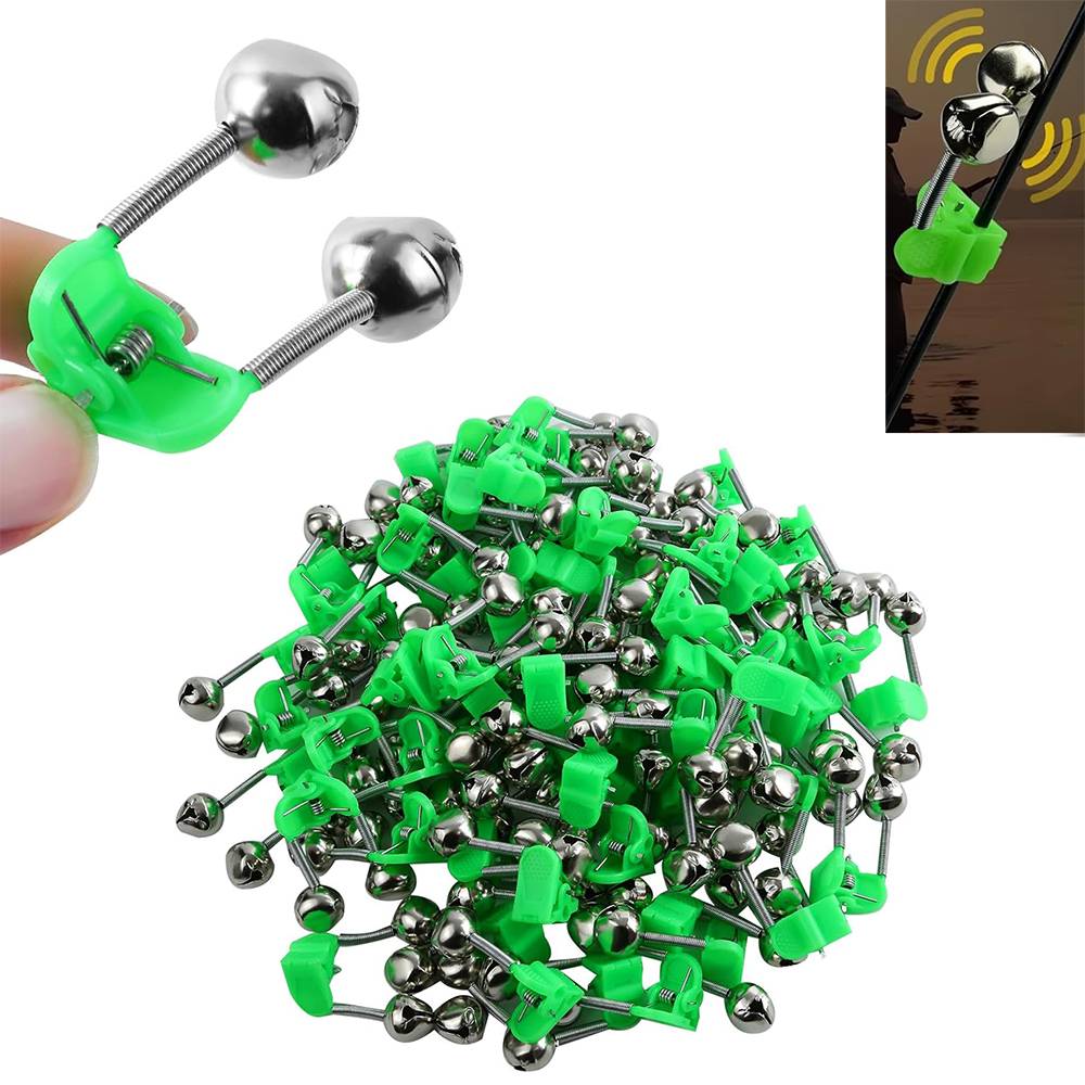Plastic Fishing Bells Clips Night Fishing Rod Fish Bite Bait Alarm Indicator with Dual Alert Bells Outdoor Fishing Rod Tip Clips