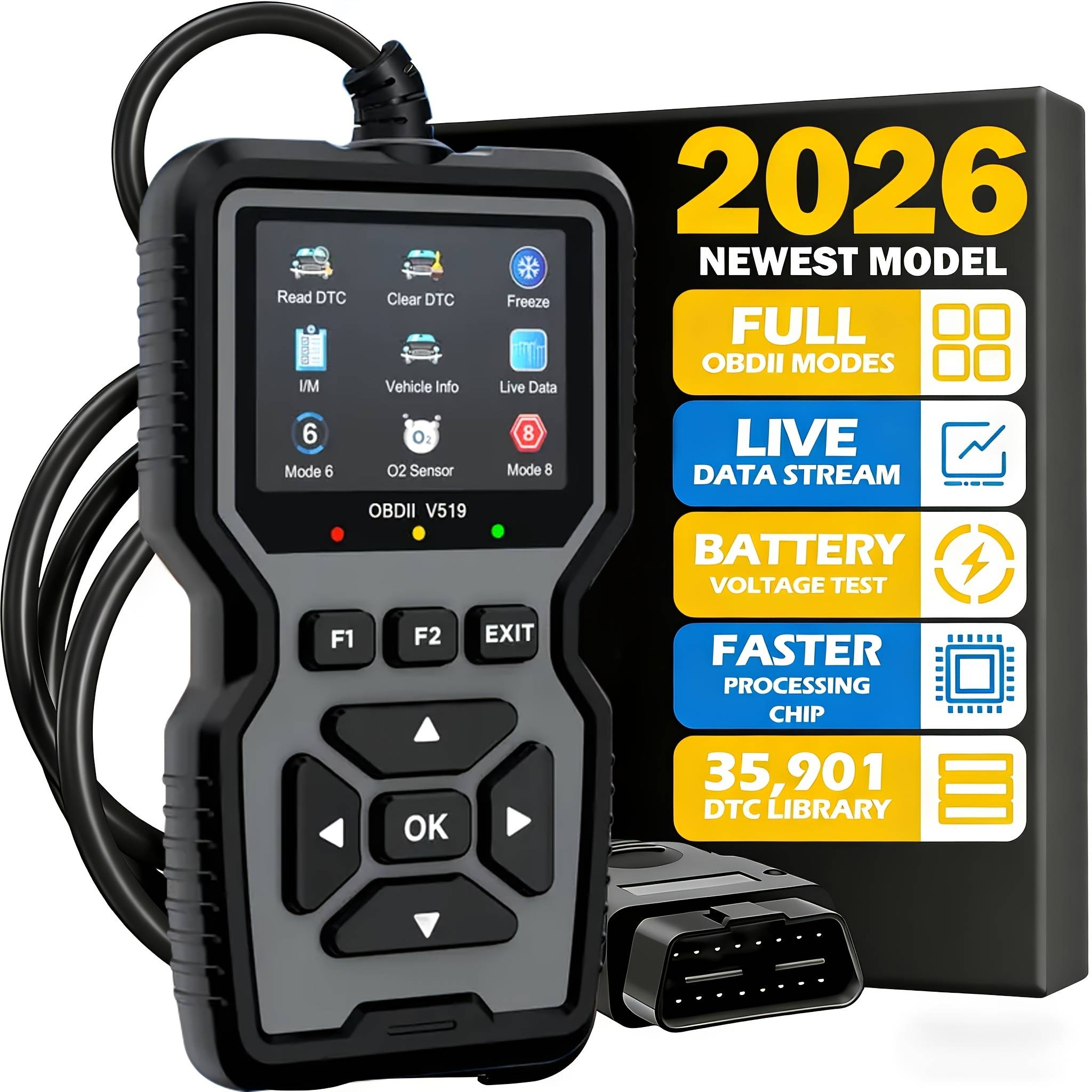 TEMU 2026 Latest Version Suitable For All Obd Ii Cars , Professional Advanced Obdii/eobd Car Diagnostic Scan Tool, Battery Tester, I/m Readiness State, Fault Code , No Battery Required