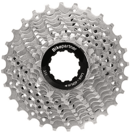 Sampak Bikepartner 11sp 11-28t Road med KMC X11 1/2x11/128" sølv/sort 114 led kæde 11-12-13-14-15-17-19-21-23-25-28t.