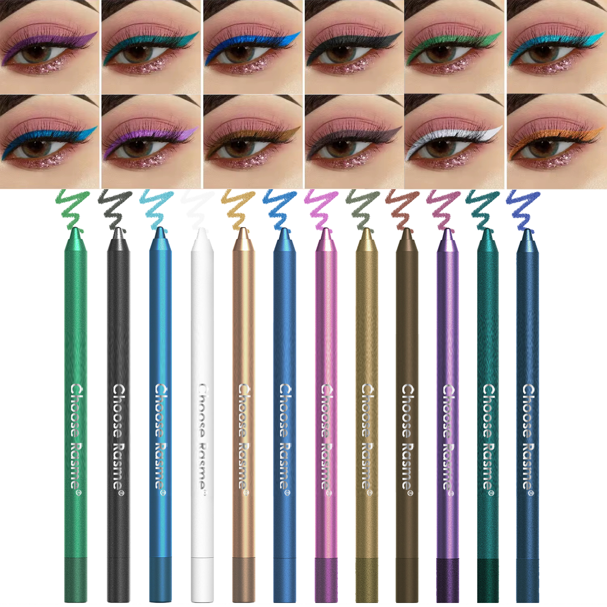 12Colors Colorful Eyeliner Lip Liner Pencil Waterproof Cream Eye Liner Pen Dual Use Eye&Lip Makeup Halloween Cosplay PartyMakeup