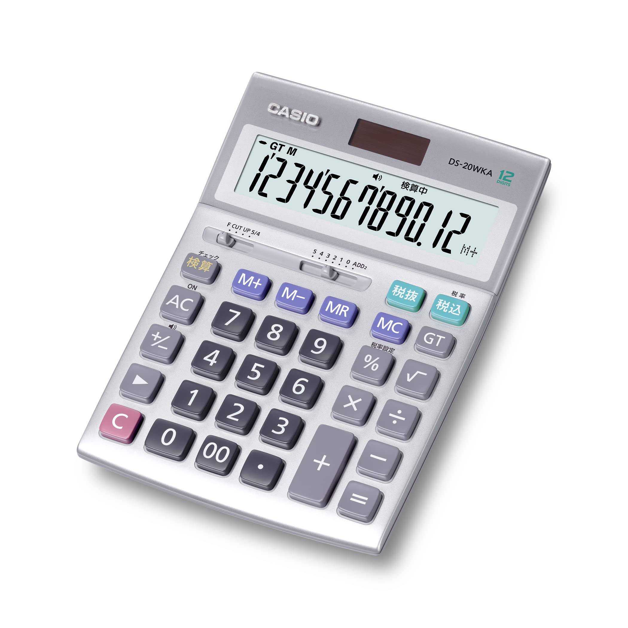 Casio Authentic Practical Calculator 12-siffrig verifieringsfunktion Skrivbordstyp överensstämmer med grön köplag Eco Mark Certified DS-20WKA-N silver