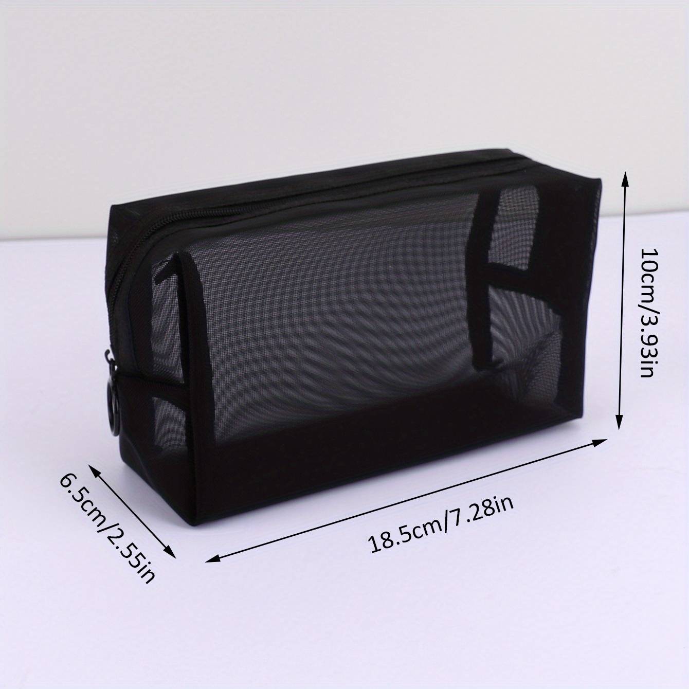 TEMU 1pc Basic Nylon Mesh Toiletry Bag, Transparent Window, Hand Wash, Lightweight, Zipper Closure, Large Capacity Cosmetic Organizer