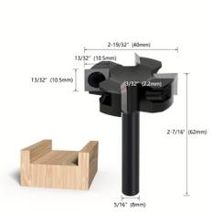 TEMU Lavie 8mm Shank Router Bit - 5/16" Carbide Milling Cutter With Woodworking Indexable Drill Bits, Metal Construction, Wood & Cement Board Cutting, Router Bits For Woodworking