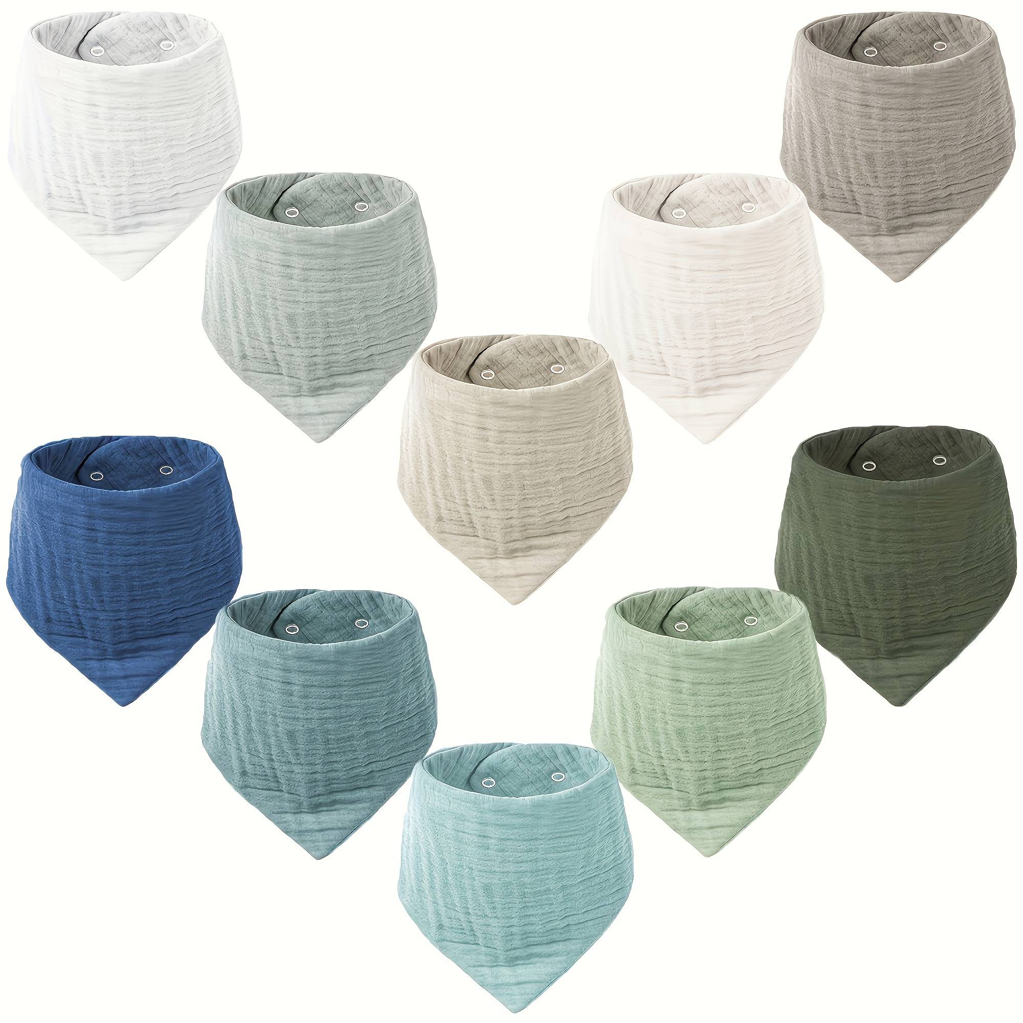 Tdhd10pcs Soft & Absorbent Muslin Drool Bibs With Snap Closure, Cotton Bibs , Teething & , Skin, Washable, Durable, Drool Bibs|snap Closure Bibs|easy Bibs