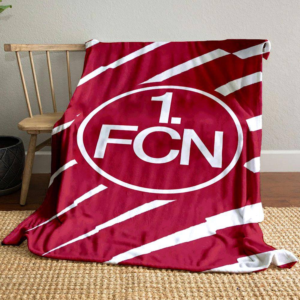 Röd 1. FCN-logotyp på randigt mönstrat tygfilt, flanell, lämplig för alla årstider, heminredning, varm och mysig