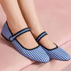 Women Purple Plaid Pattern Flat Shoes - Purple - CN35,CN36,CN37,CN38,CN39,CN40,CN41