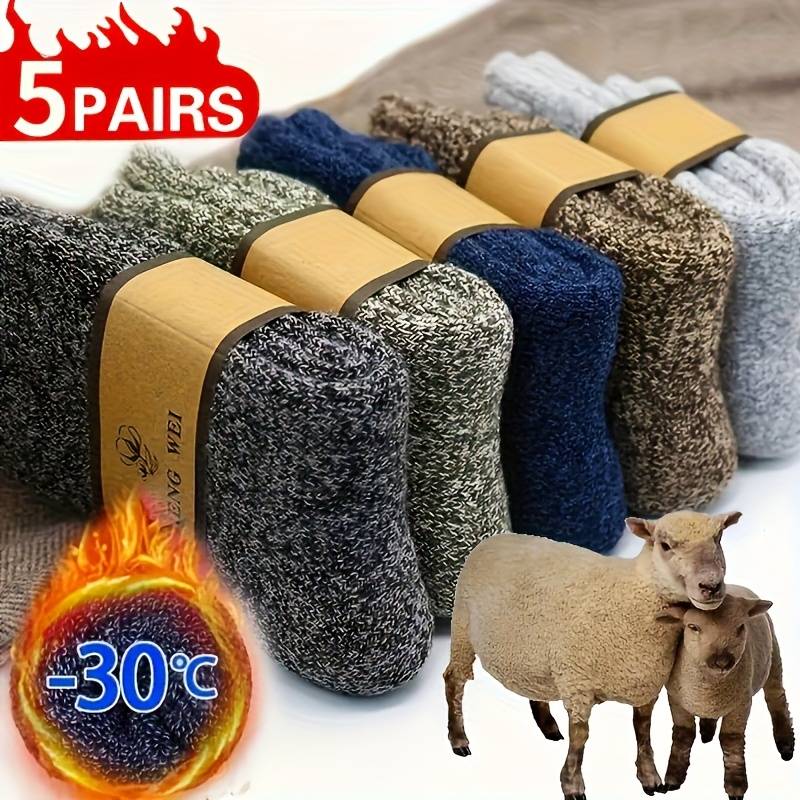 5 Pairs Of Men's And Women's Thick Autumn And Winter Socks Men's Outdoor Camping Mountaineering Cold-resistant Warm Snow Boots Socks Men's Autumn And Winter Long Towel Socks