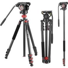 NEEWER 72" Fluidkopf Video Einbeinstativ, Schnellwechselplatte kompatibel mit DJI RS Gimbal, 360° Schwenken und +90°/-70° Neigen für DSLR Kamera Camcorder, maximale Belastung 8kg, TP72A