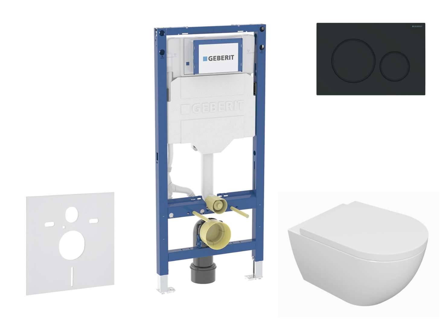 Geberit Duofix - Set för väggmontage, Oudee toalett och mjukstängande sits, Sigma20-knapp, matt svart/svart SANI11CA5108B