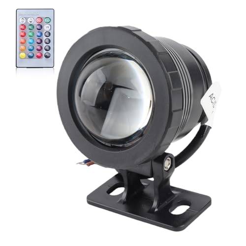 Undervattensljus Trädgårdsspotlight 12V 10W RGB LED Vattentät Utomhus Fjärrkontroll Black Plastic Coated Aluminum
