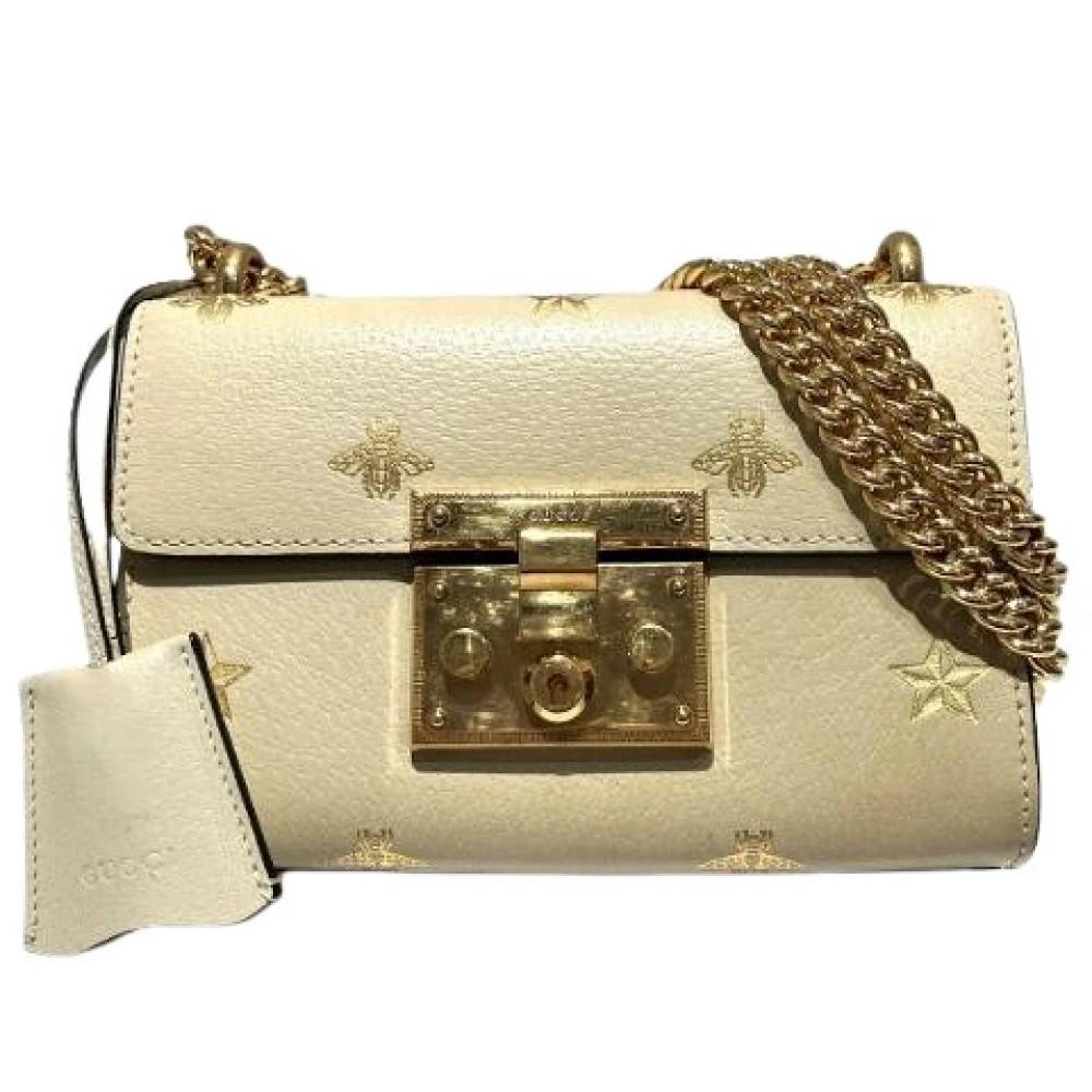 Gucci Vintage Pre-owned Padlock Bee Star Læder Skuldertaske - Vintage - Dame - Beige - ONE SIZE - Uld