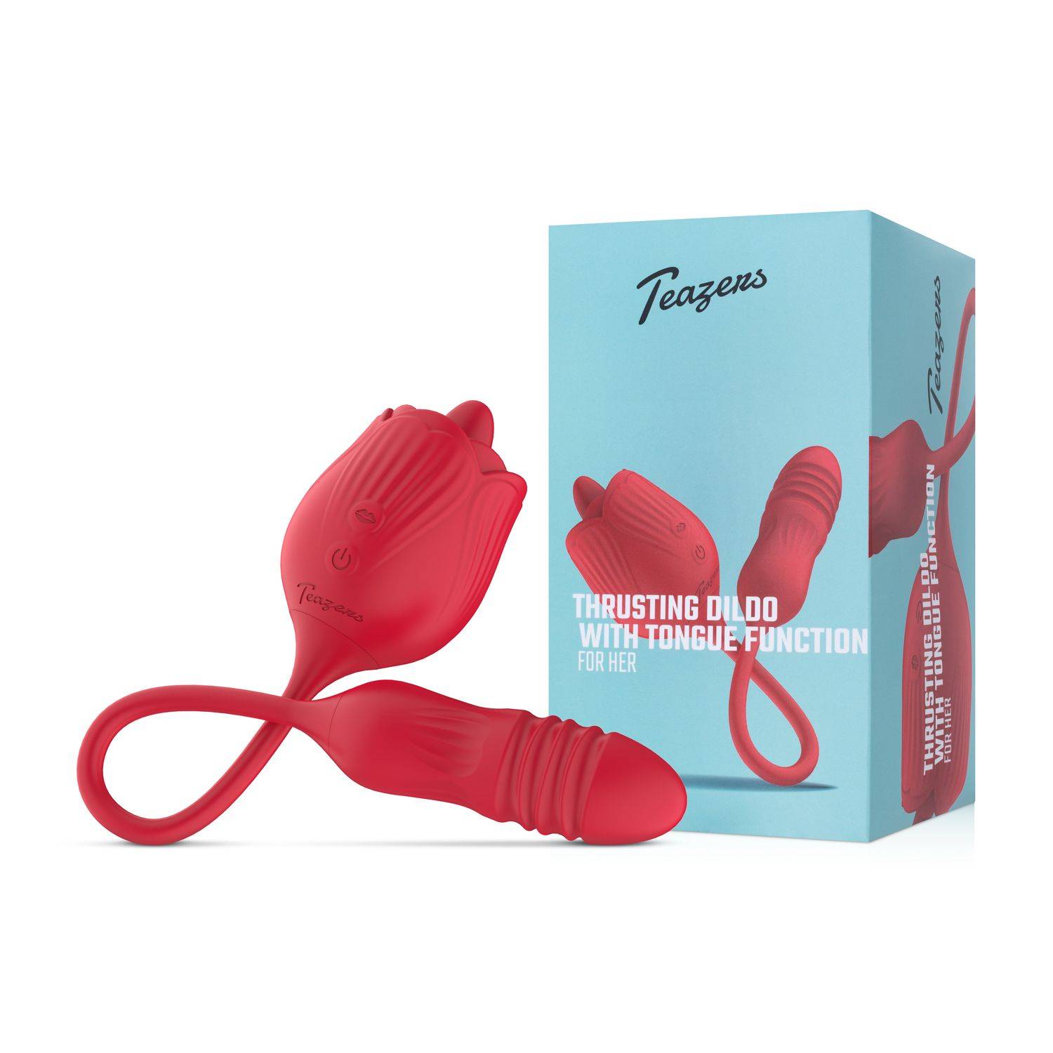 Teazers – Rose Thrusting Dildo Vibrator – Red