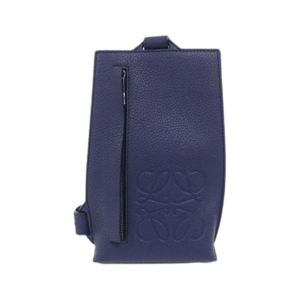 Loewe Pre-owned Pre-owned Vertical T Pocket Kalveskinds Skuldertaske - Vintage - Dame - Blå - ONE SIZE - Uld