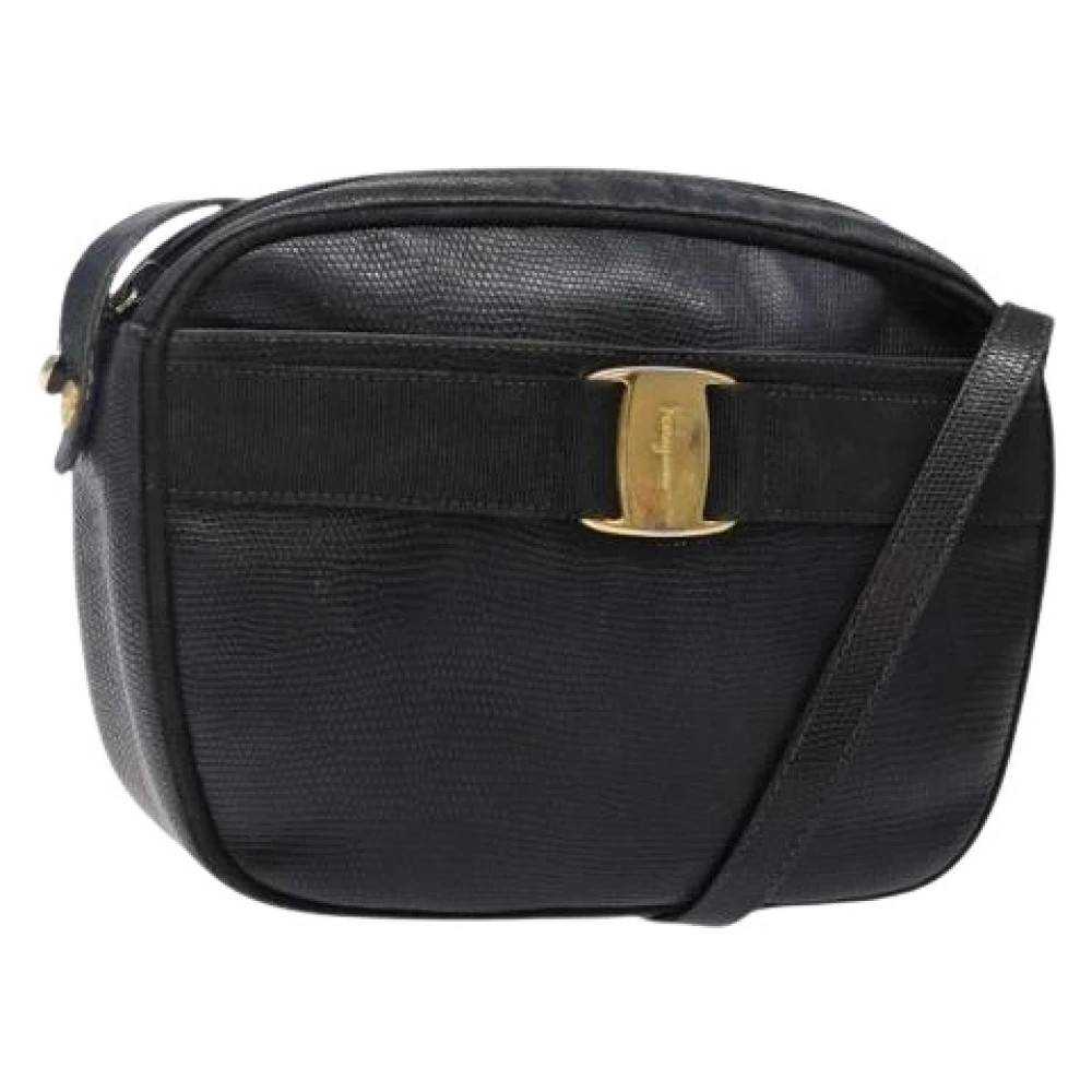 Salvatore Ferragamo Pre-owned Pre-owned Leather Skuldertaske - Vintage - Dame - Sort - ONE SIZE - Uld