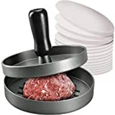 Burger Press & 100 vaxpapper non-stick kött Patty Hamburger Maker för tillverkning av kvarts Lb eller stora 1,3 kg fyllda pund pund burgare, aluminium för BBQ grill