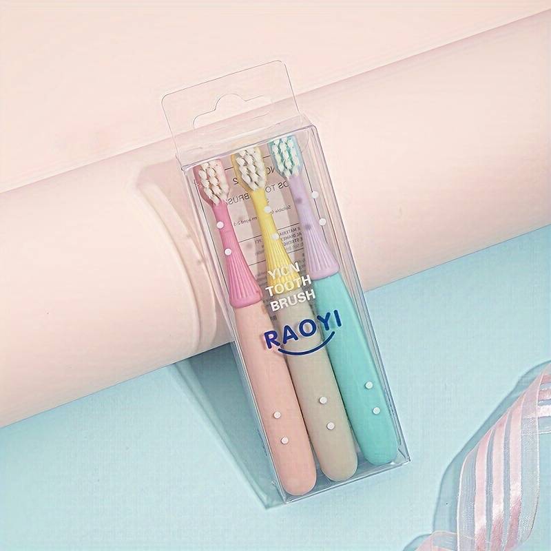 3-pack Toothbrush Cartoon Shape Soft Bristles Care For Gums Combination Pack
