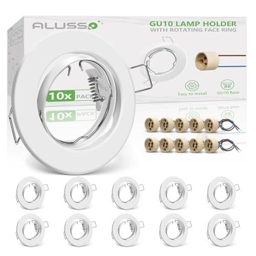 ALUSSO Uppsättning av 10 infällda spotlights i metall GU10 ram 68 mm installationsram 230 V