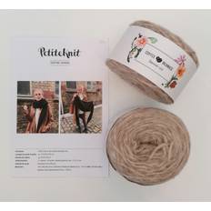 Strikkekit til Sophie Shawl m. Coffee Beanies børstet uld garn - Beige / Large