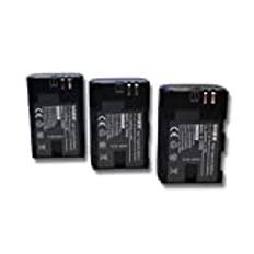 3 x vhbw Li-Ion batteriuppsättning 2000 mAh (7,2 V) för kamera Canon batterihandtag BG-9, BG-E6, BG-E7, BG-E13, BG-E14 som LP-E6.