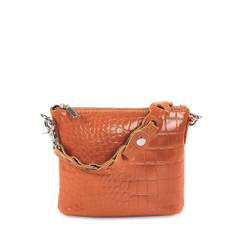 Style Limassol i en smuk orange (kun få stk. på lager). Skøn lille håndtaske / clutch med flot flettet håndrem