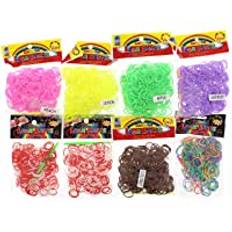 Loom gummiband – 4 800 st gummiband påfyllning Mega Value Pack med 200 klämmor (regnbågsfärger – 600 vardera röd...