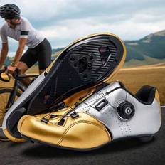 Men&#39;s Cycling Sports Shoes; Gym Cycling Shoes Road Clip-In Bike Cycling Shoes Men&#39;s Professional Cycling Road Shoes; Road Bike Speed Flat Sport Shoes; - Gold - EUR41,EUR42,EUR43,EUR44,EUR45,EUR46