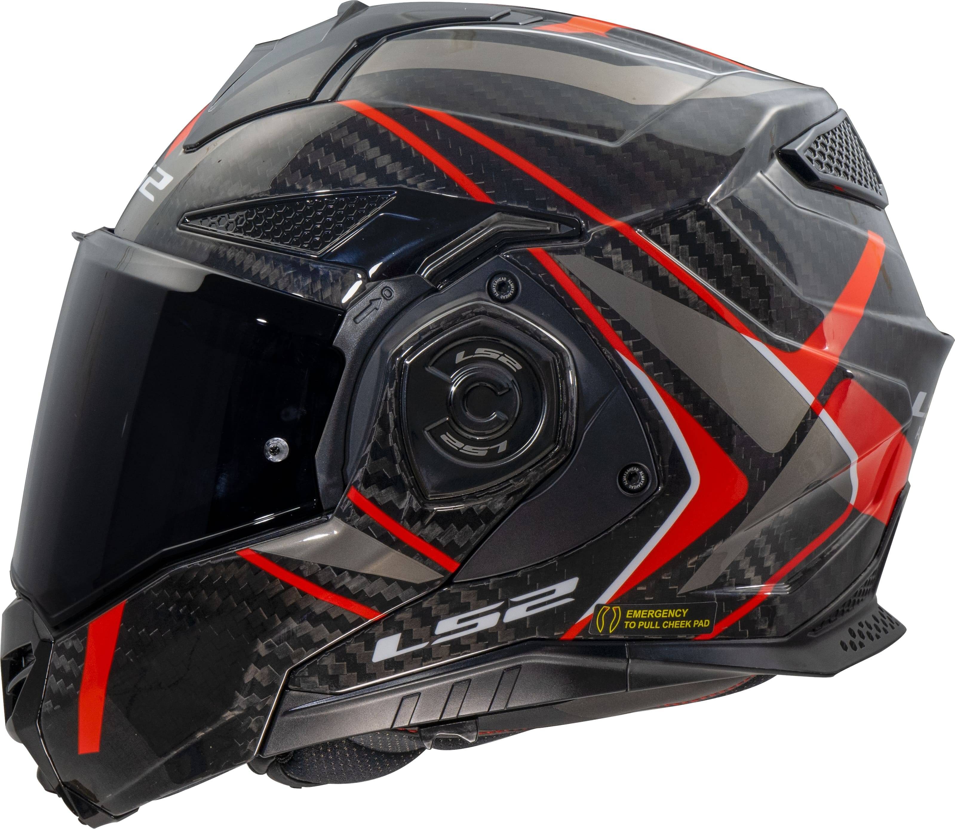 LS2 Öppningsbar Hjälm FF901 Advant X Carbon Future Svart/Röd M