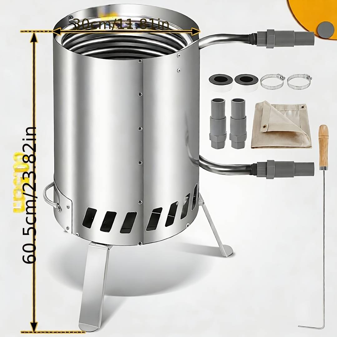 Pool Heater (with Burner And Heating Coil), Pool Burner, Steel Pool Heater, Connection Diameter 32 To 38mm, Pool Burner With Fireproof Mat And Tray