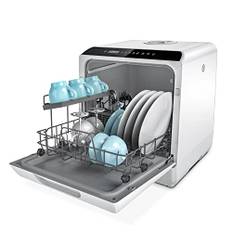 Hermitlux Tischgeschirrspüler, Mini Geschirrspüler mit und ohne wasseranschluss verwendbar, 43 cm breit, Platz für 4 Maßgedecke, Camping nutzbar, 175 kWh/Jahr, weiße