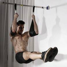 Hängande magremmar för pull-up-stång, magsele för gym för arm-pull-up-träning, stöd för knä- och benlyft, pull-up-band för magmuskler, hängande remmar - Svart (En-Storlek)