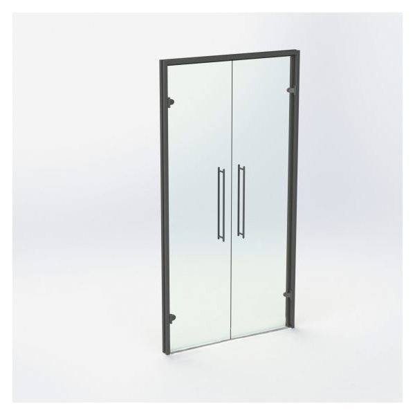 Dobbelt Glasdør - Mat Sort - M11: 1090 x 2090 mm - (2 aktiv).
