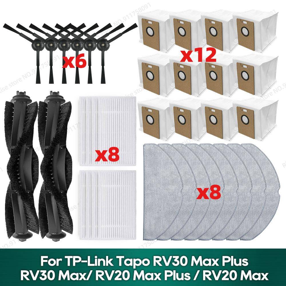 Kompatibel för TP-Link Tapo RV30 Max Plus/ RV30 Max/ RV20 Max Plus / RV20 Max Tillbehör Hepafilter Mopp Sidoborste Delar