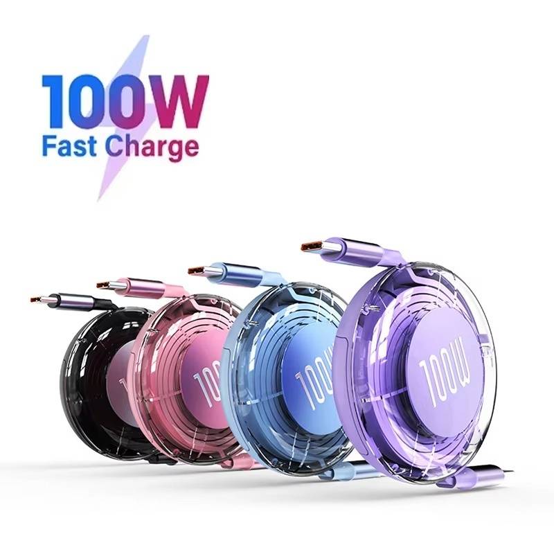 100W PD USB Type C To Type C Cable Retractable Fast Charging USB C Cable For iPhone 16 15 Huawei Xiaomi MacBook Laptop Data Wire