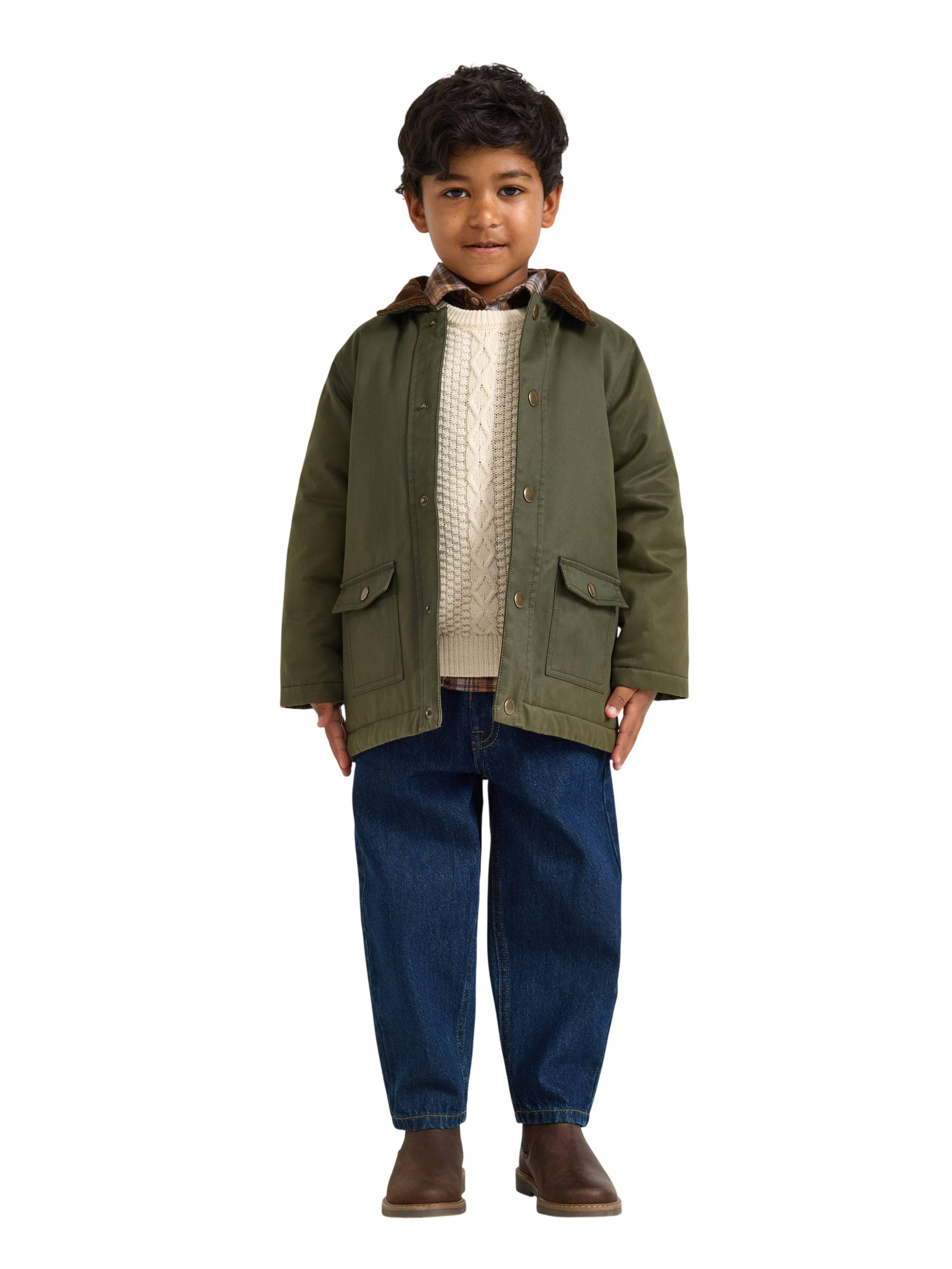 Lindex Vadderad Jacka Str 128 - Khaki Overtøj hos Magasin.