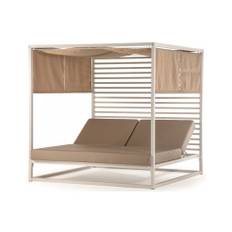 Antiqua dobbelt solseng i aluminium og sunbrella quick dry polyester 195 x 195 cm - Hvid/Taupe