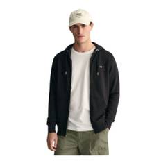 Gant, Sweatshirts & Hoodies, Herr, L, Bomull, Zip-through Hoodie - black (L)