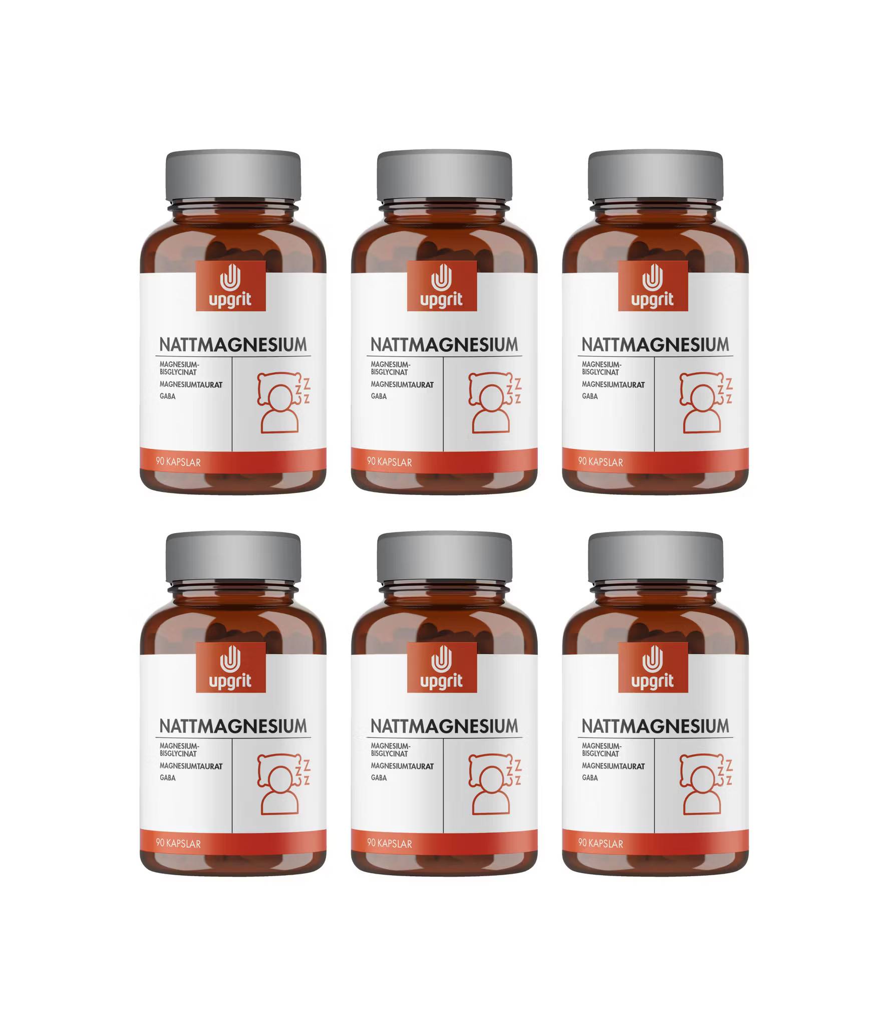 6 x  Upgrit Nattmagnesium, 90 kapslar